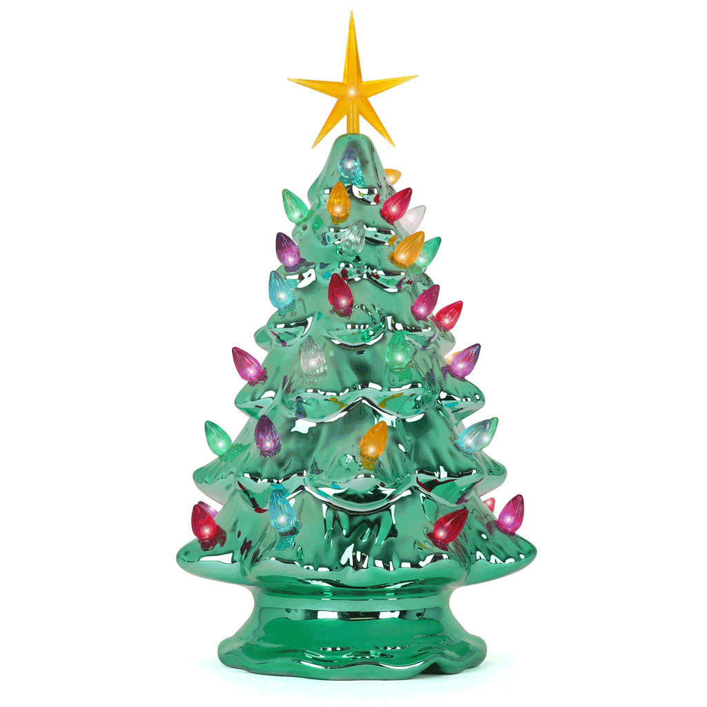 11.5" Emerald Pearl Ceramic Christmas Tree