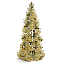 Load image into Gallery viewer, 13&quot; Gold Christmas Tree with Multicolored Lights
