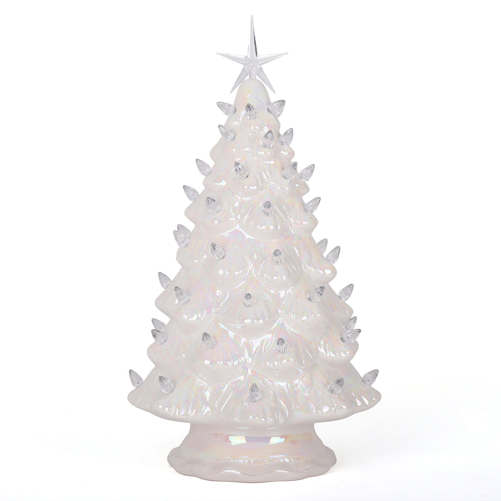 15.5" Pearl White Ceramic Christmas Tree