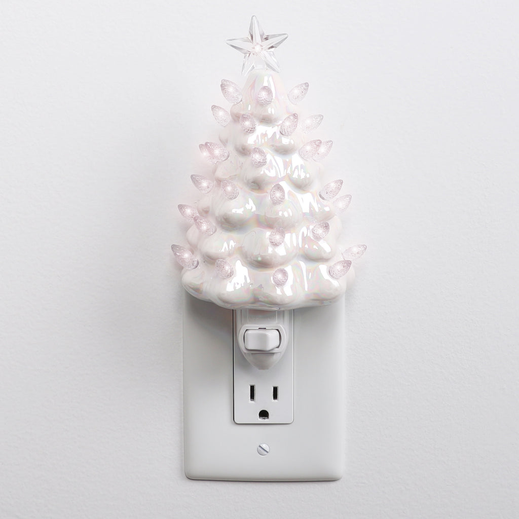 Pearl White Ceramic Christmas Tree Night Light
