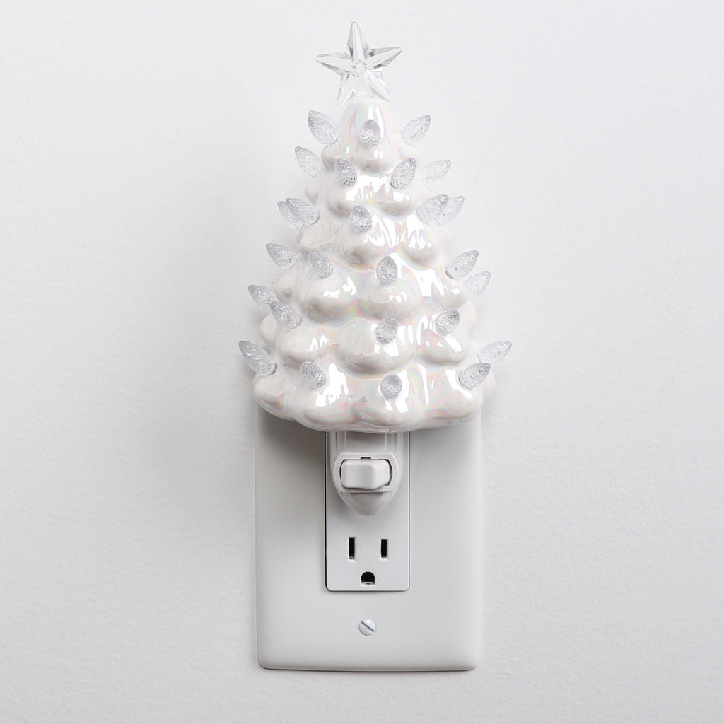 Pearl White Ceramic Christmas Tree Night Light