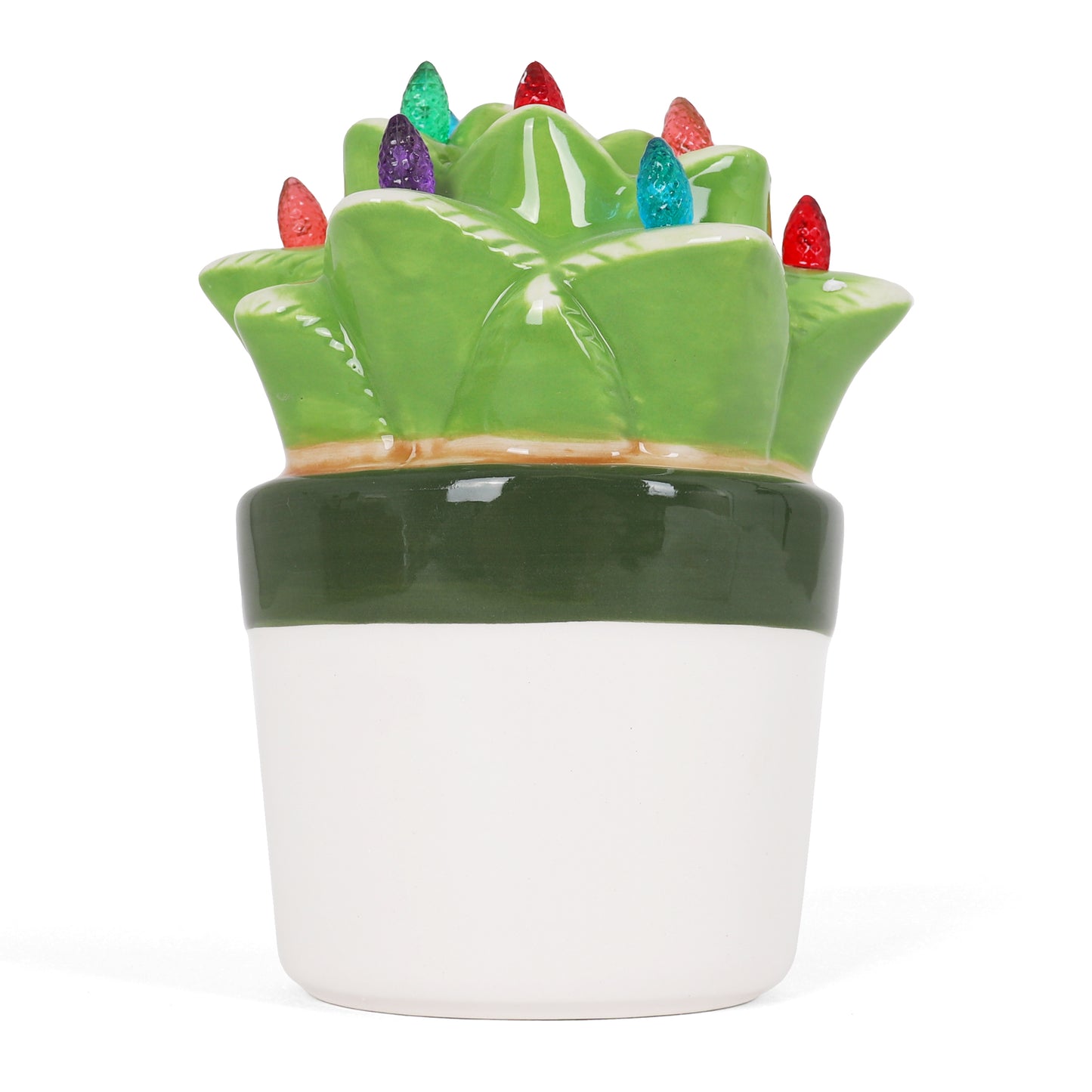 Ceramic Christmas Aloe Succulent with Lights