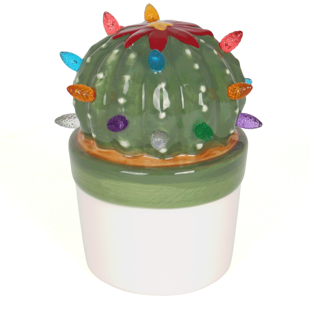 Lighted Ceramic Christmas Cactus Ball