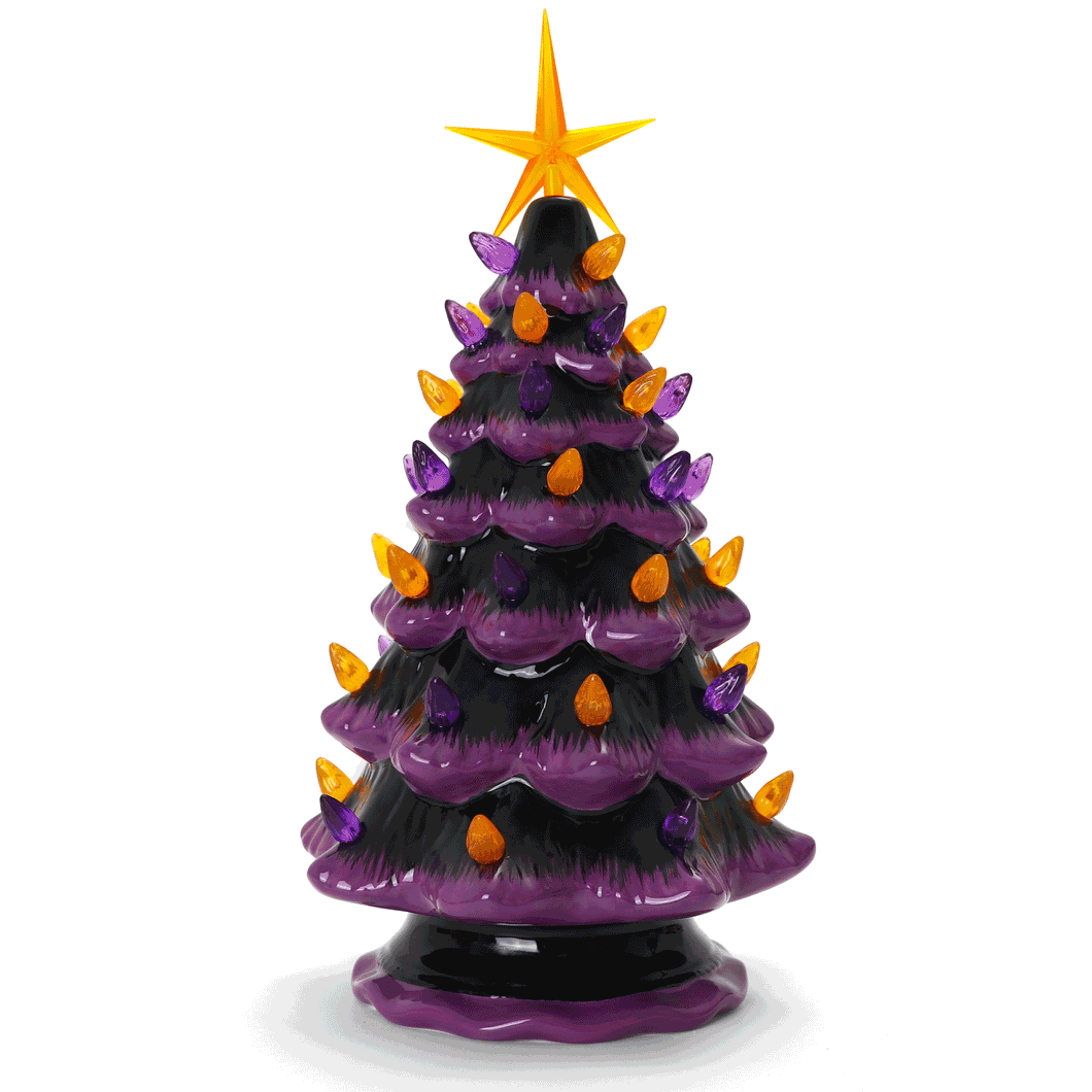 Purple Halloween Ceramic Christmas Tree