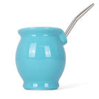 Modern Mate Gourd and Bombilla Set - Aqua Blue