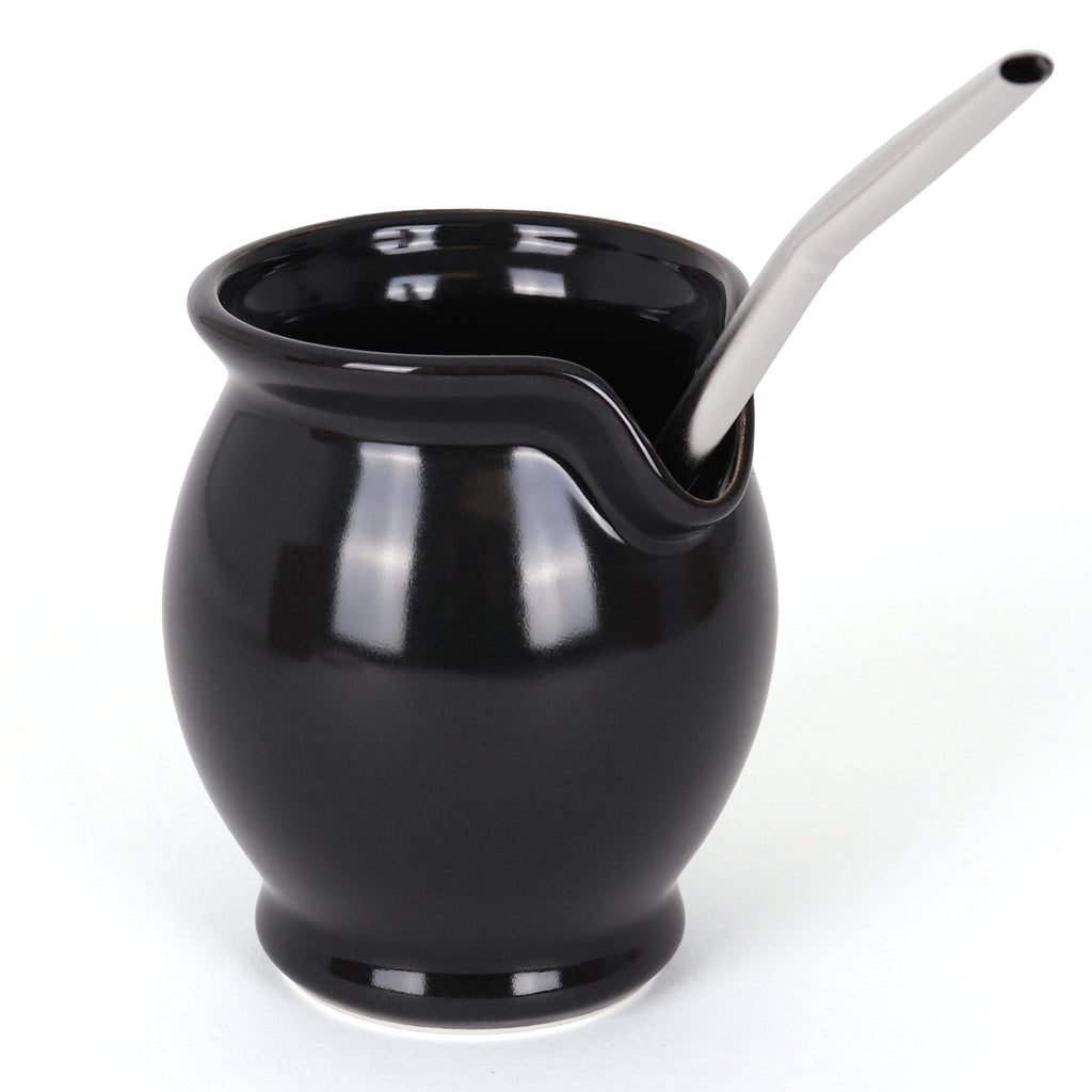 Modern Mate Gourd and Bombilla Set - Black