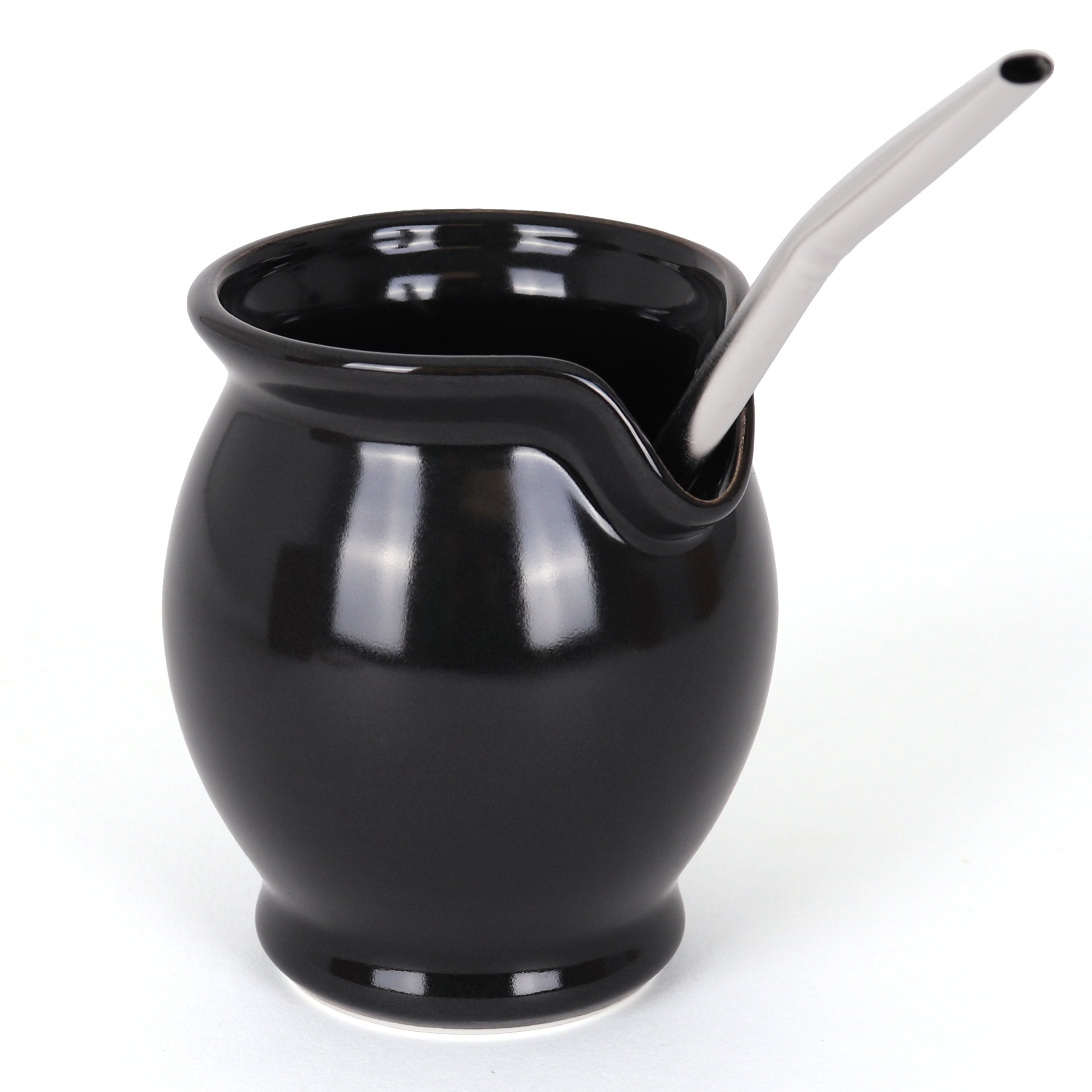 Modern Mate Gourd and Bombilla Set - Black