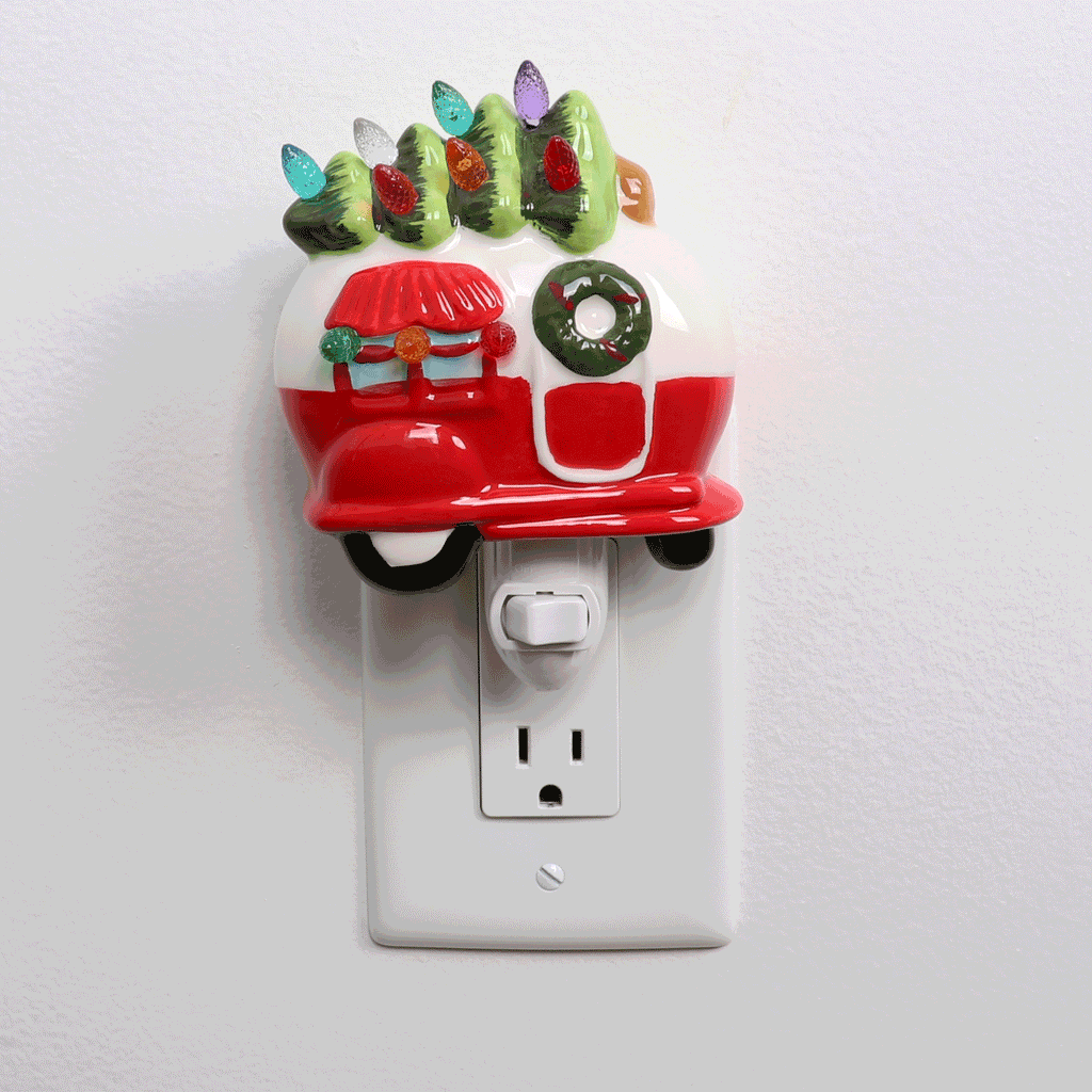 Ceramic Camper Christmas Night Light