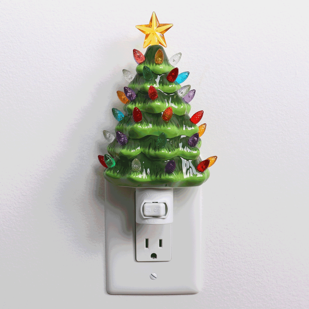 Green Ceramic Christmas Tree Night Light