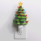 Green Ceramic Christmas Tree Night Light