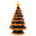 11.5" Orange Halloween Ceramic Tree