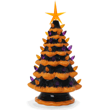 Load image into Gallery viewer, Orange Halloween Ceramic Christmas Tree
